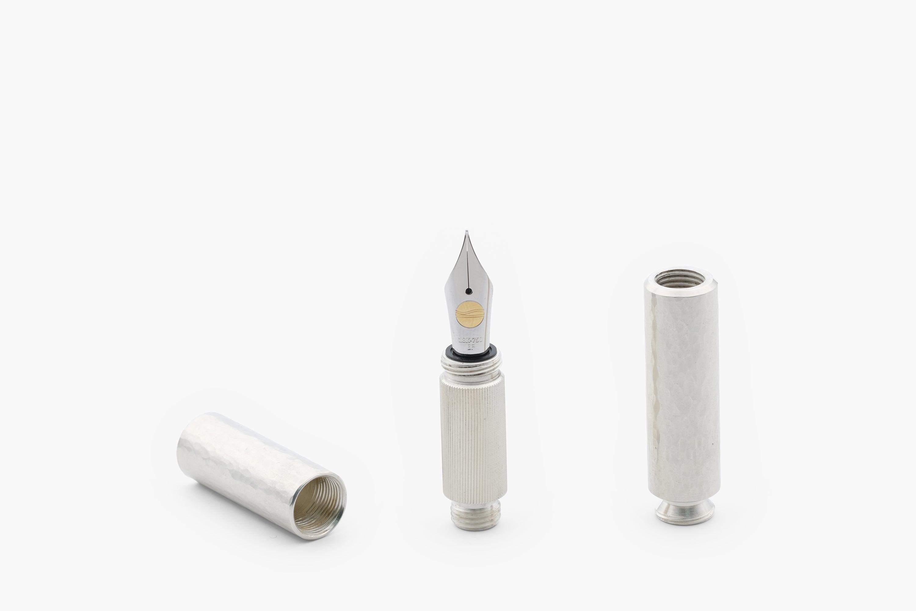 POCKETMASTER pocket fountain pen, special edition "Hammerschlag" made of solid 935 silver, handmade