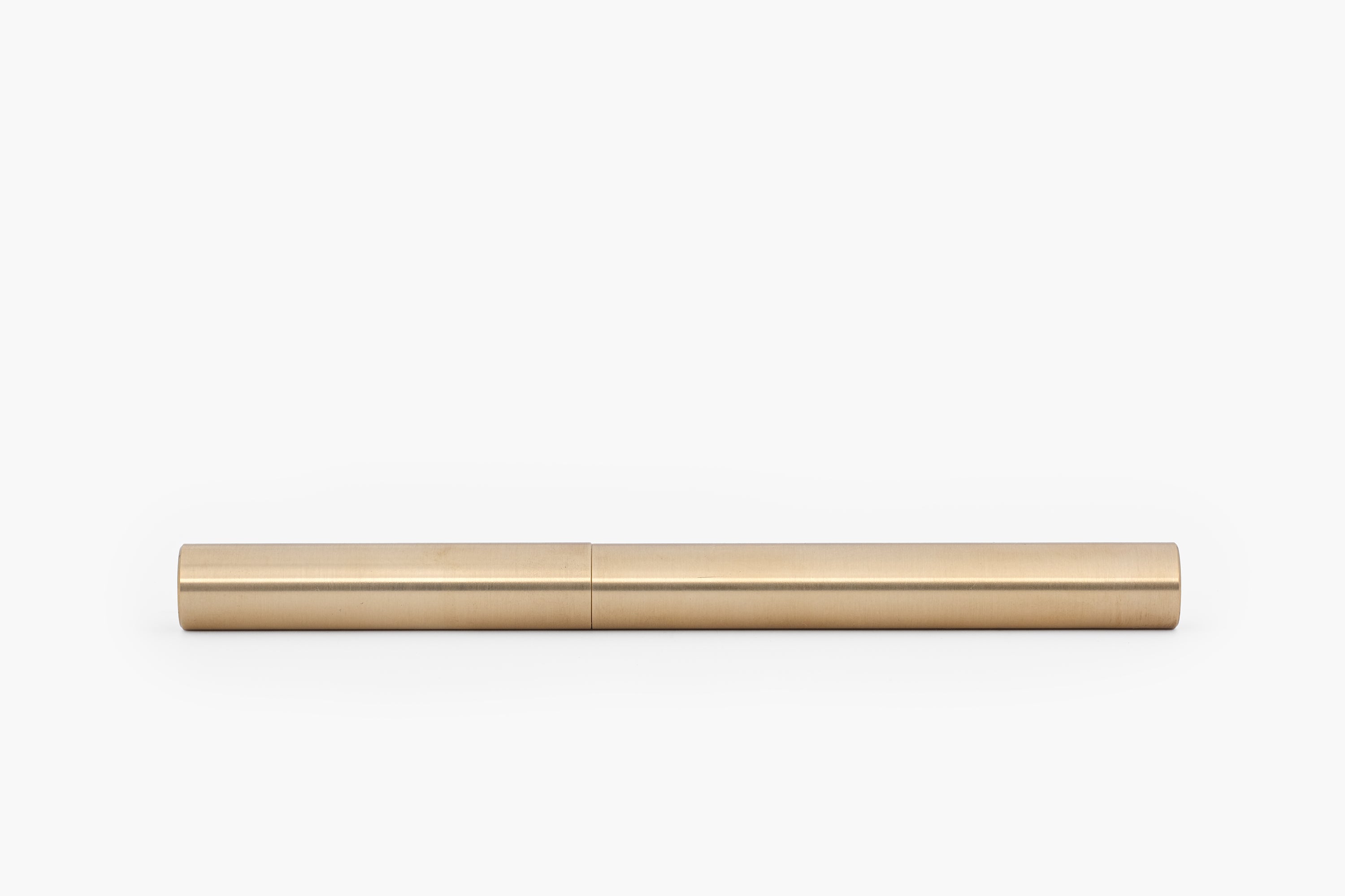 LONGCAP, brushed brass fountain pen with oak inlet, handmade