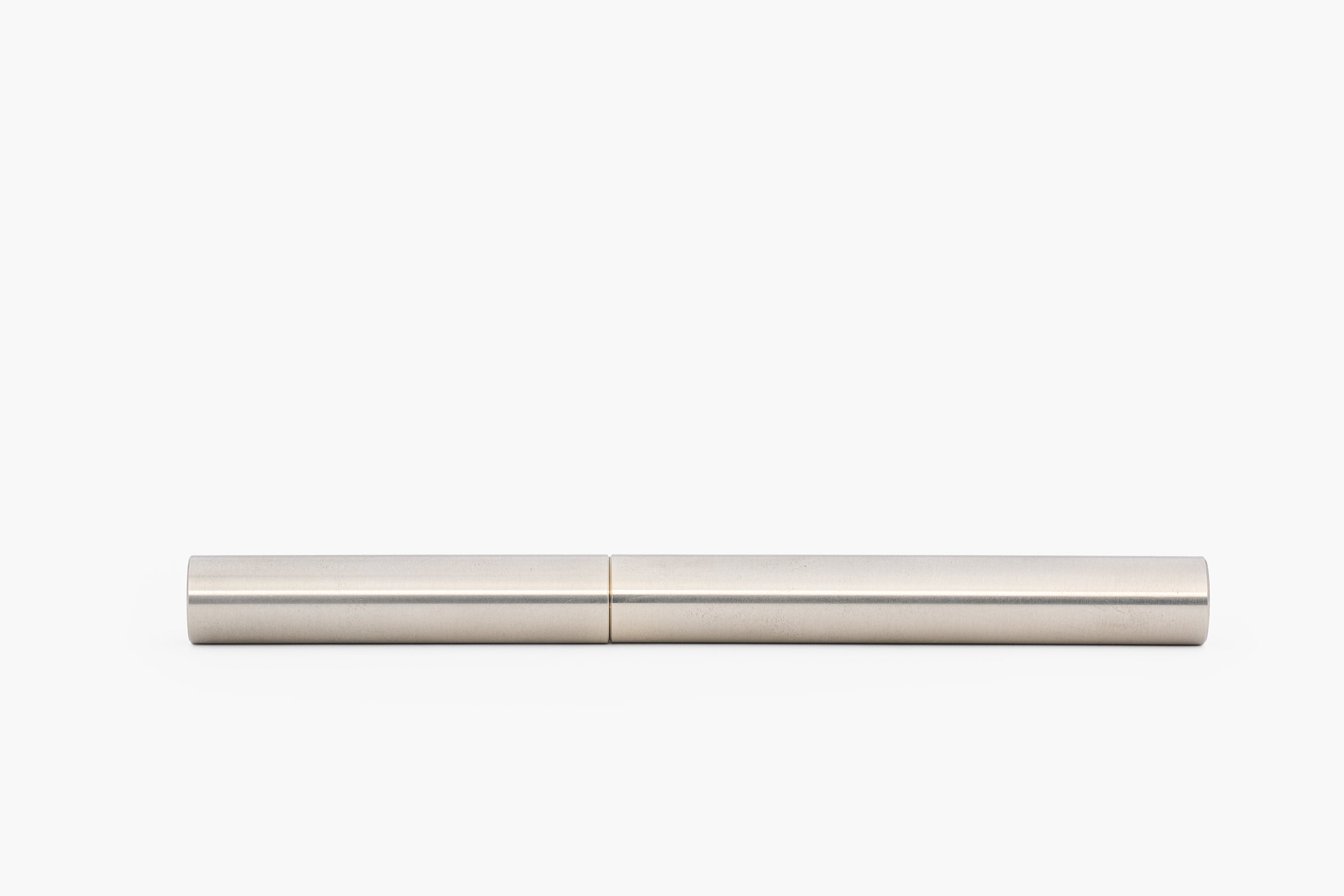 LONGCAP, fountain pen made of brushed nickel silver with oak inlet, handmade