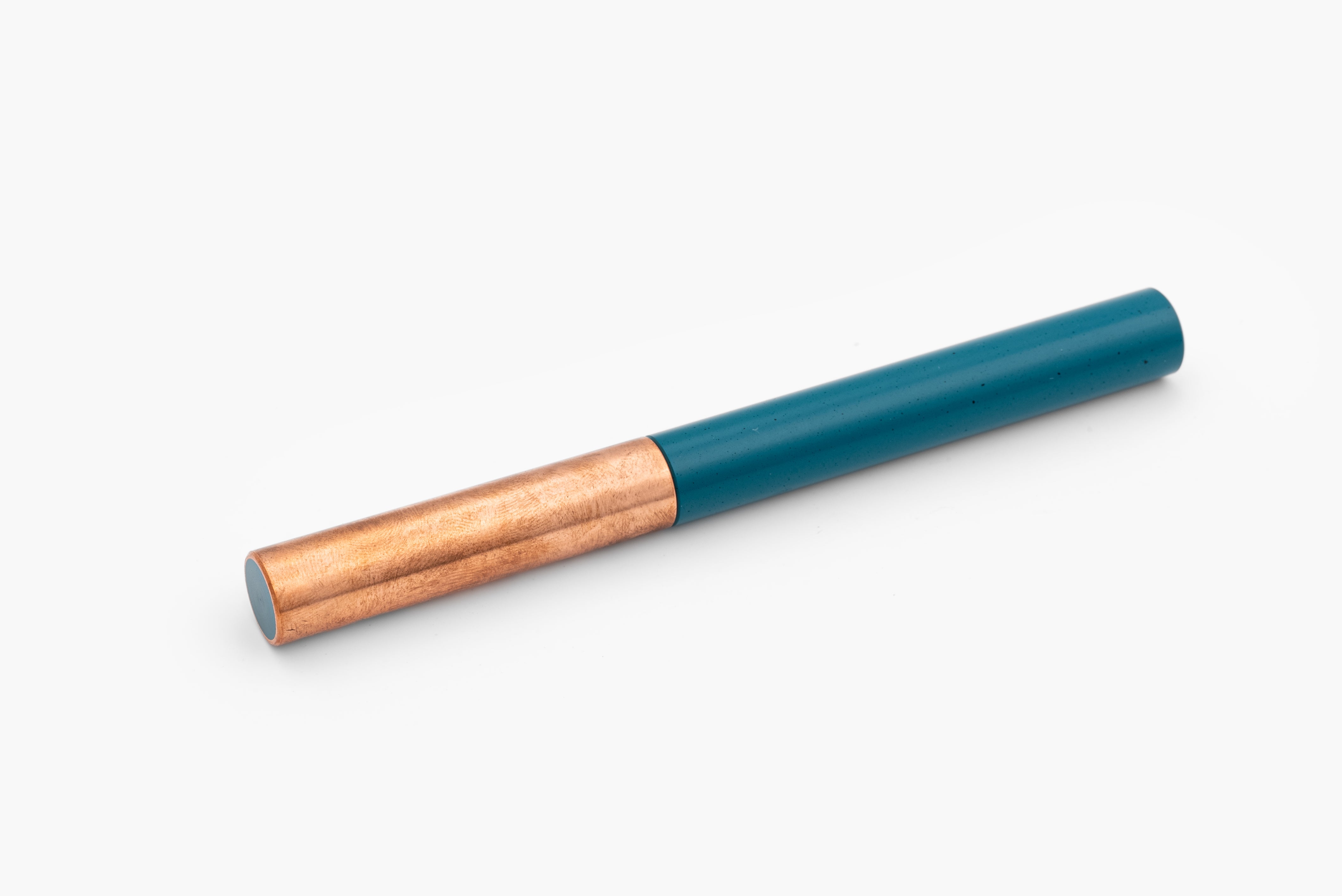LONGCAP design fountain pen, special edition ebonite "Aquamarine" & copper, handmade