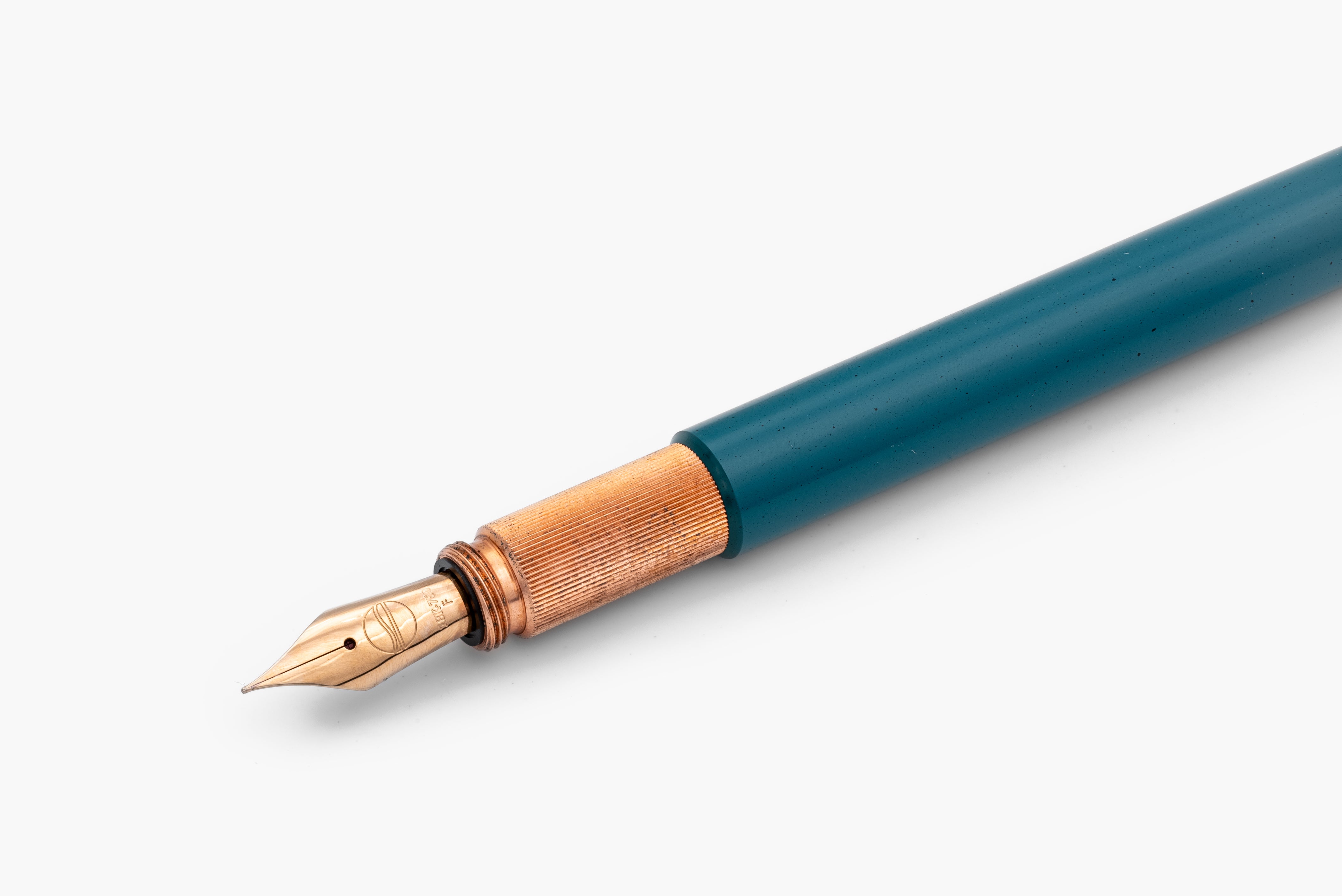 LONGCAP design fountain pen, special edition ebonite "Aquamarine" & copper, handmade
