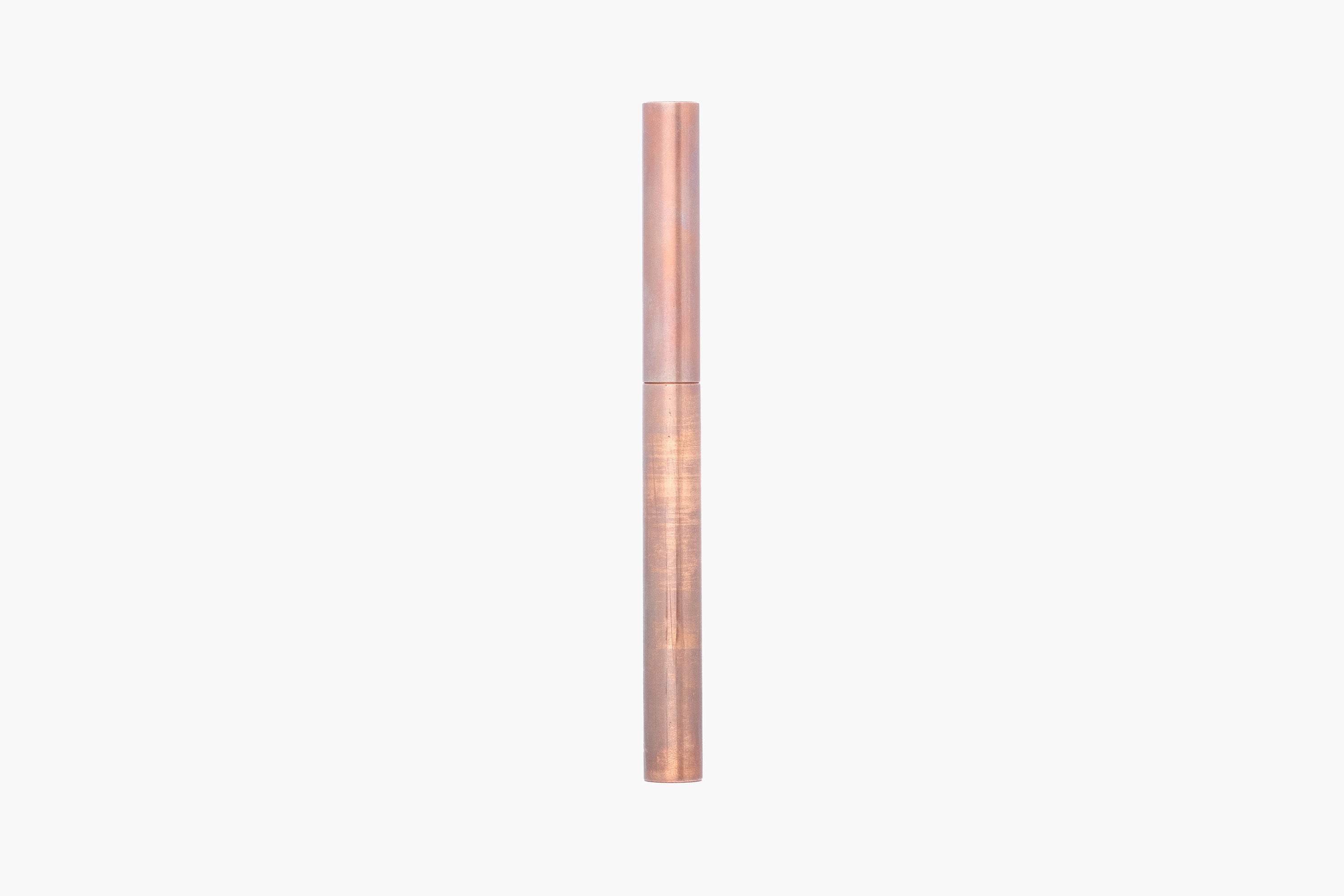LONGCAP, brushed copper fountain pen with oak inlet, handmade