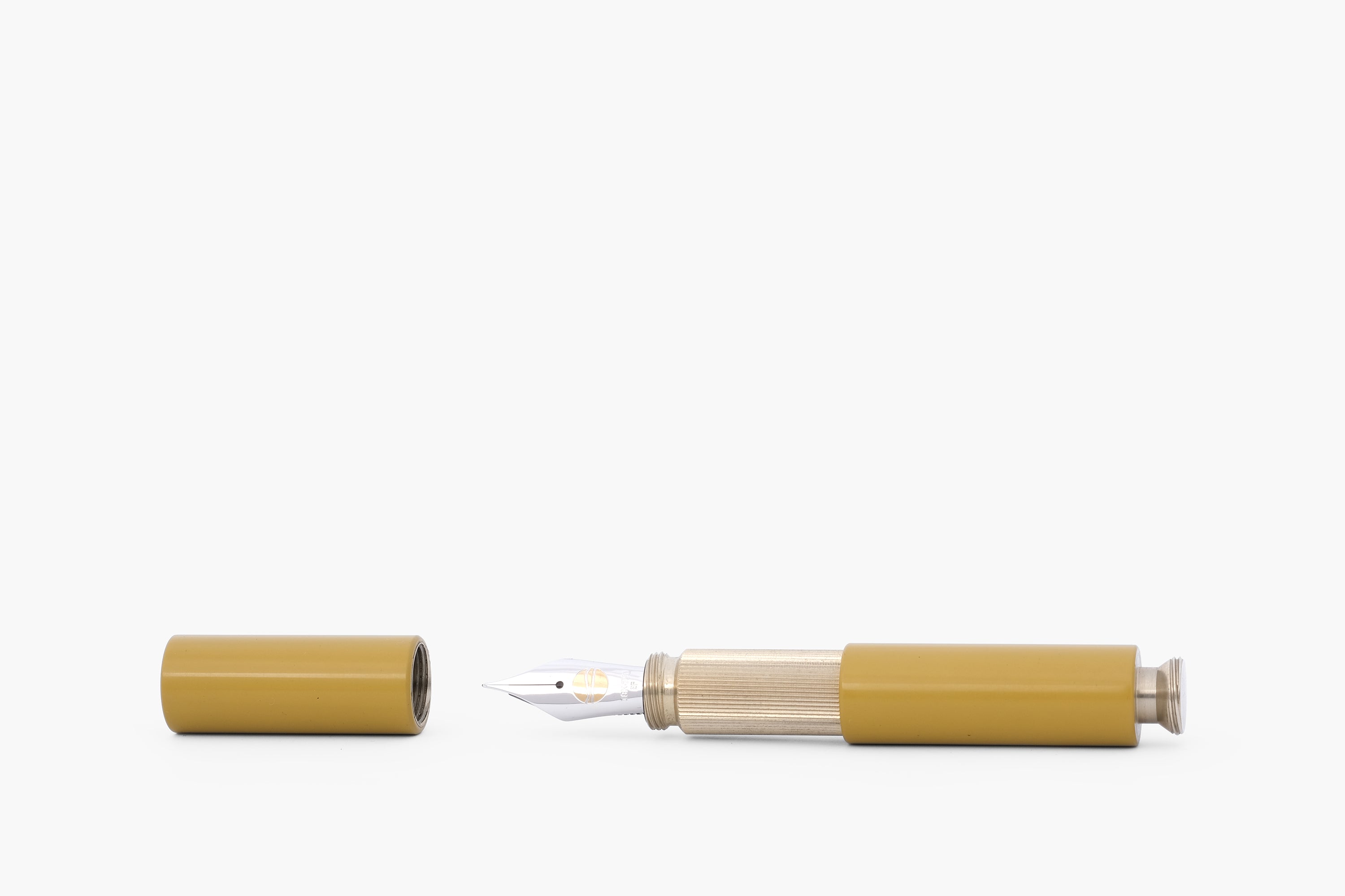 POCKETMASTER fountain pen, limited special edition made of nickel silver & ebonite "yellow/mustard", handmade