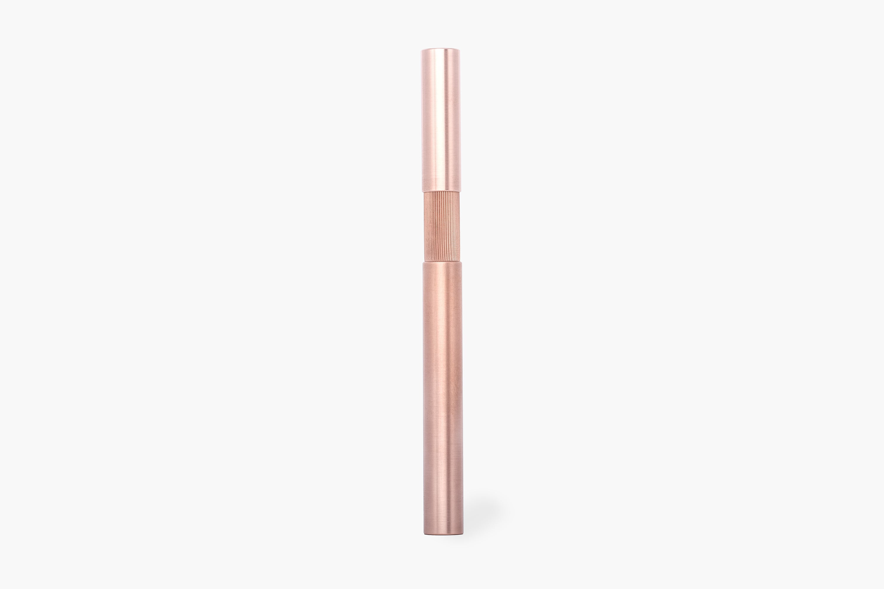 SHORTCAP, brushed copper fountain pen with oak inlet, handmade
