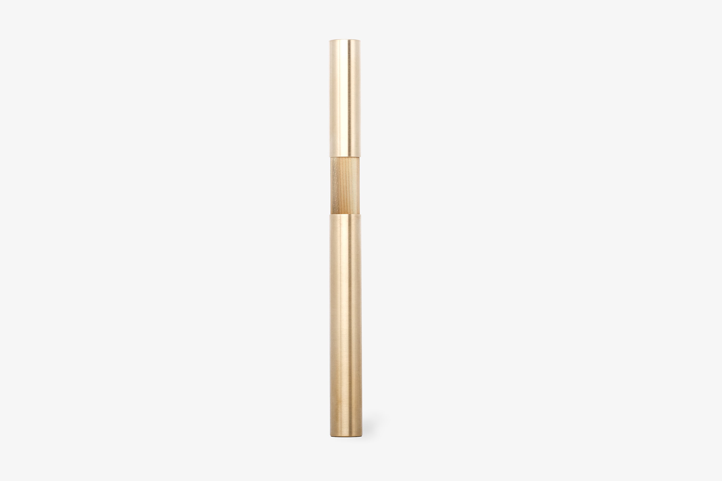 SHORTCAP, brushed brass fountain pen with oak inlet, handmade