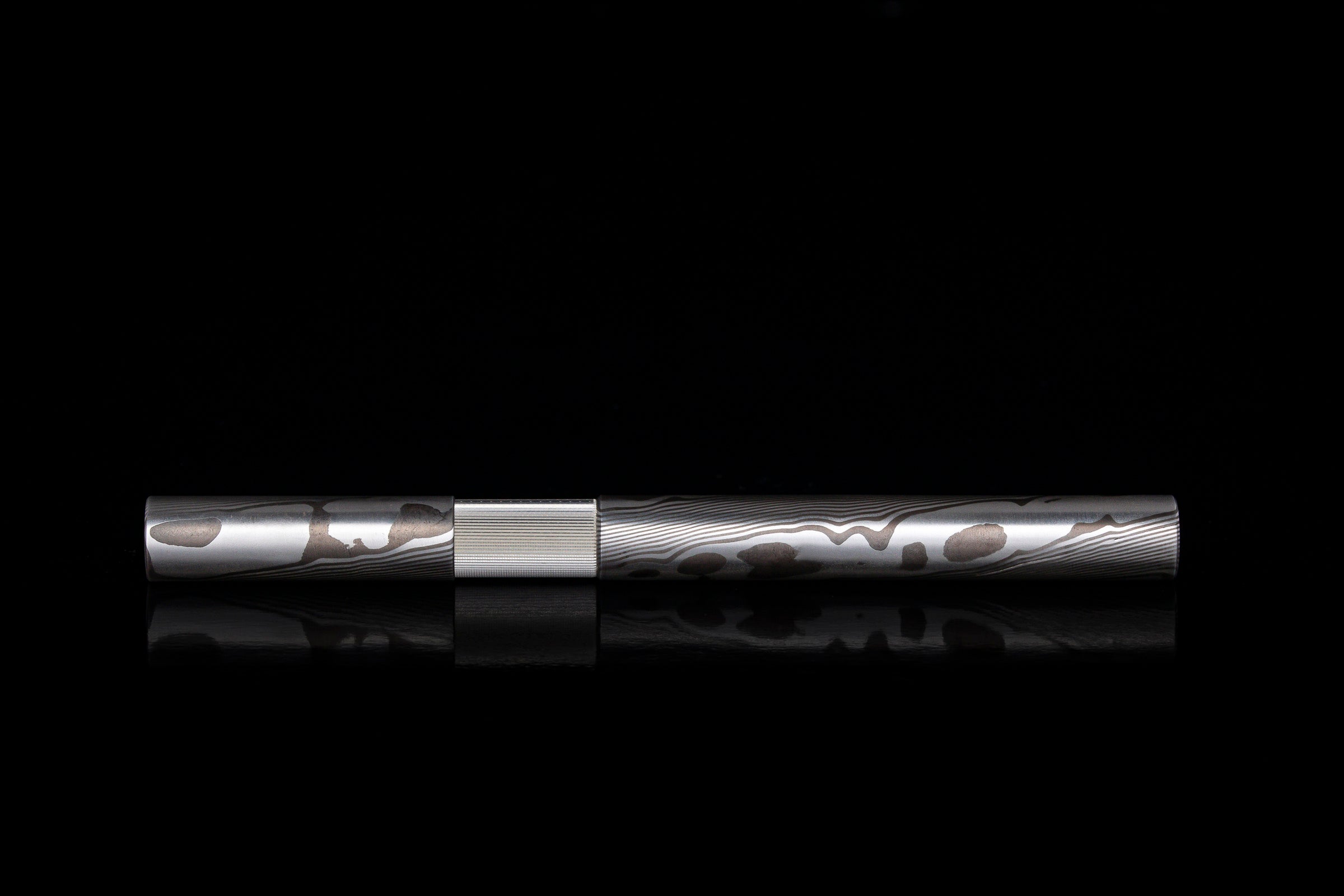 SHORTCAP fountain pen made of solid MOKUME GANE, fine silver & Shibuishi