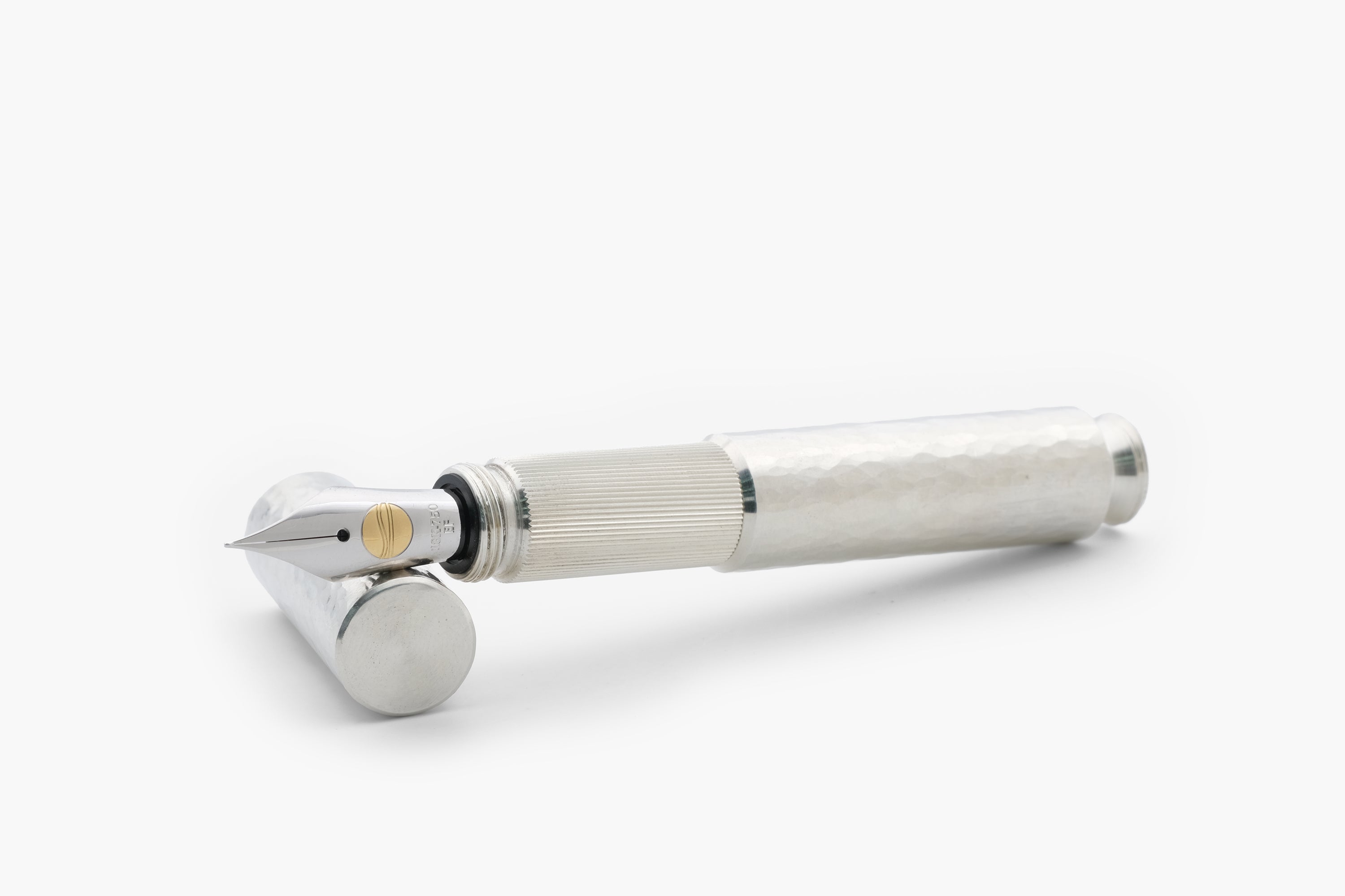 POCKETMASTER pocket fountain pen, special edition "Hammerschlag" made of solid 935 silver, handmade