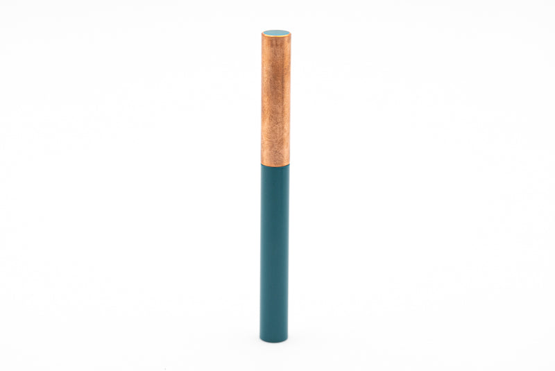 <tc>LONGCAP design fountain pen, special edition ebonite "Aquamarine" & copper, handcrafted</tc>