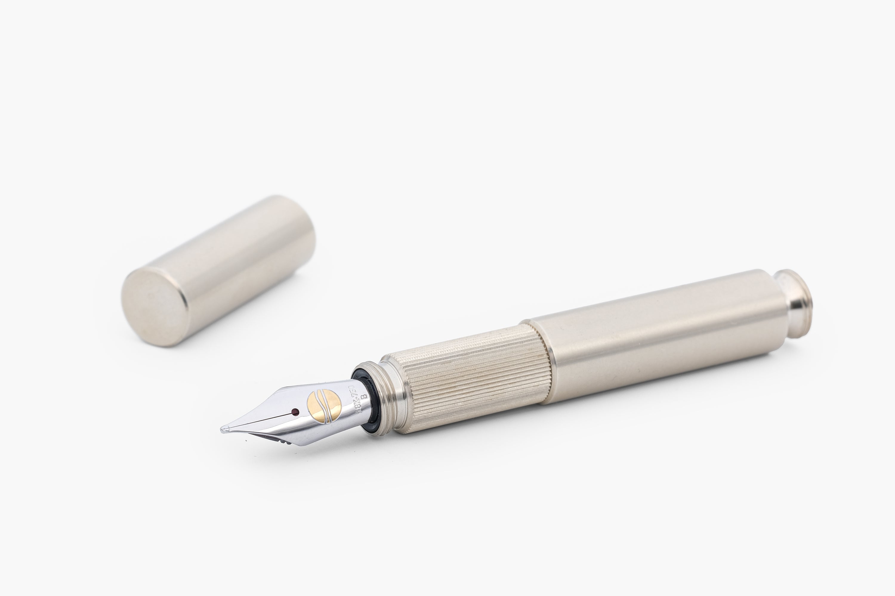 POCKETMASTER, pocket fountain pen made of brushed nickel silver, handcrafted