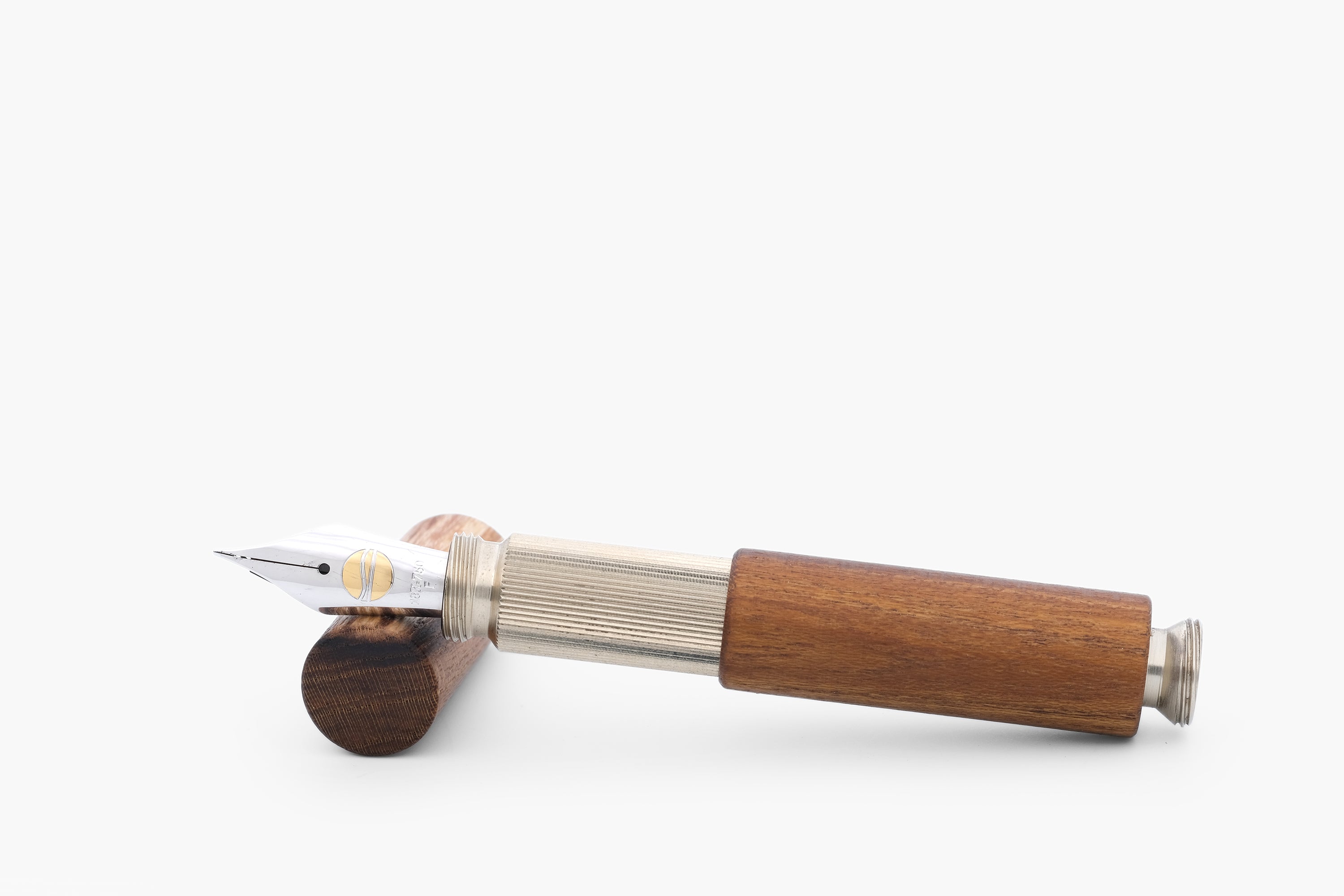 POCKETMASTER fountain pen, limited edition made of walnut wood and nickel silver, handmade