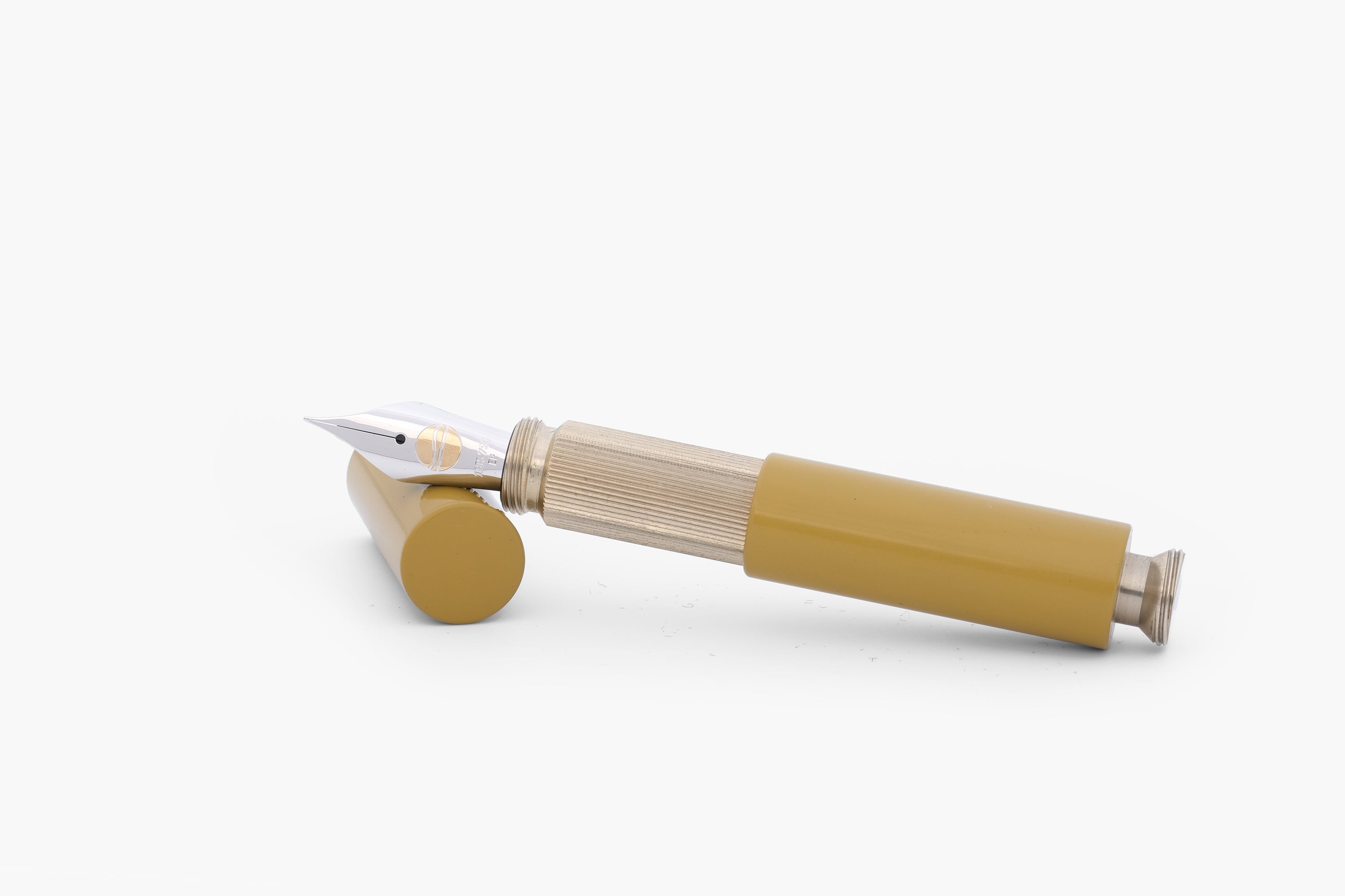 POCKETMASTER fountain pen, limited special edition made of nickel silver & ebonite "yellow/mustard", handmade