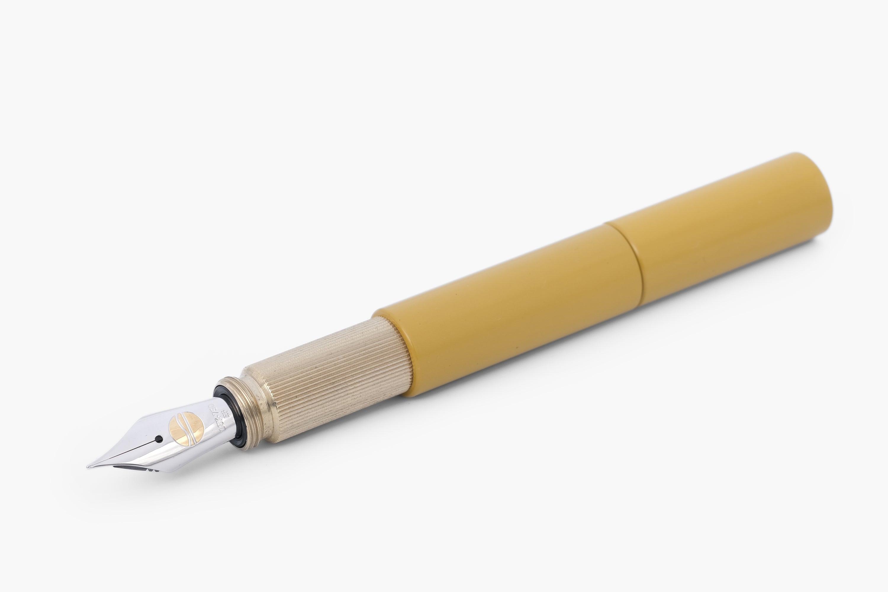 POCKETMASTER fountain pen, limited special edition made of nickel silver & ebonite "yellow/mustard", handmade