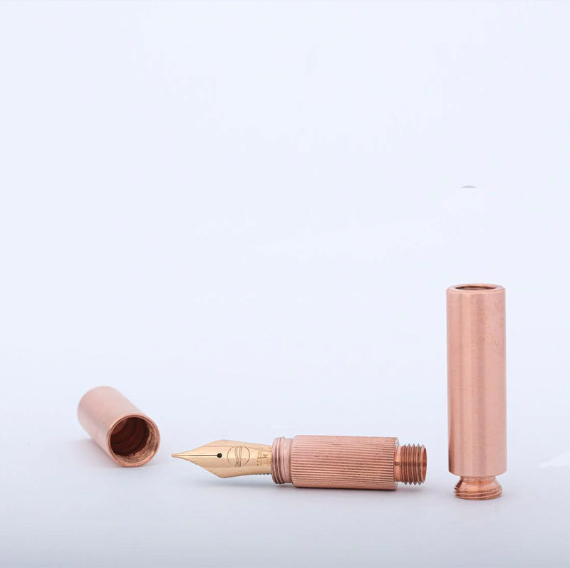 Mini Füller aus Kupfer, 18Karat Goldfeder, rosé, Taschenfüllfederhalter, handgefertigt von ELBWOOD