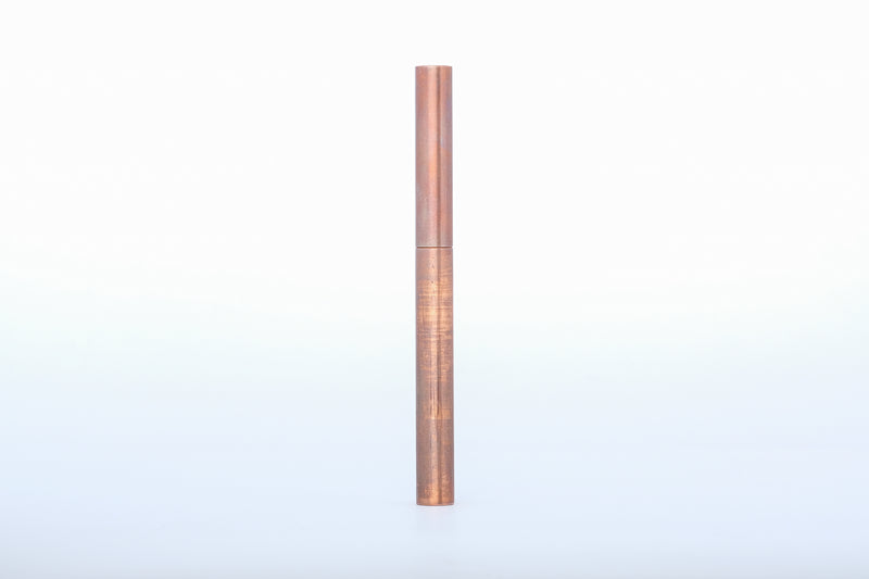 LONGCAP, brushed copper fountain pen with oak liner, handmade