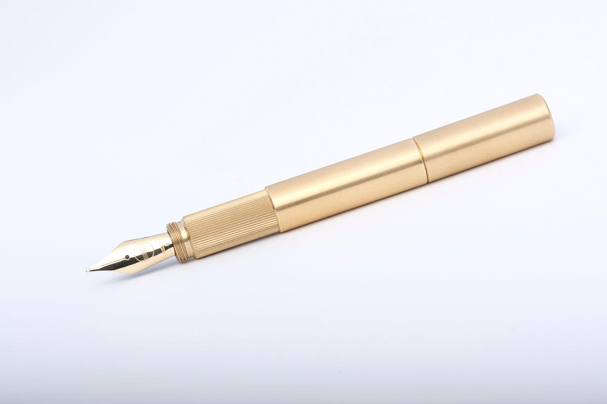 POCKETMASTER, brushed brass pocket fountain pen, handcrafted ELBWOOD